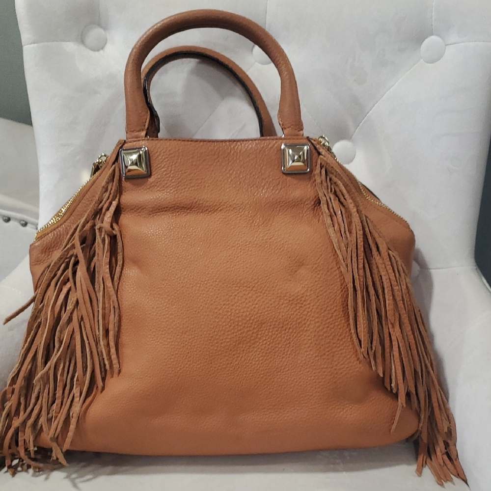 Flawed Rebecca Minkoff Tan Leather Fringe Hand Bag - Picture 7 of 17